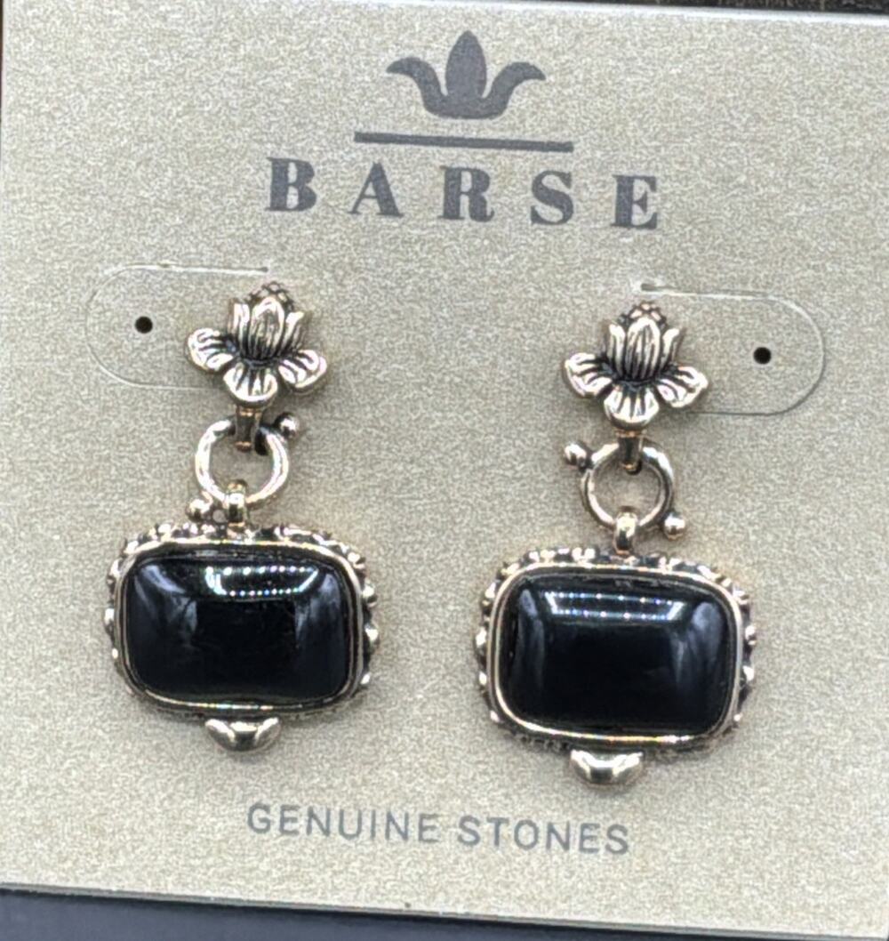 Barse Guinevere Earrings- Onyx - Bronze- NWT